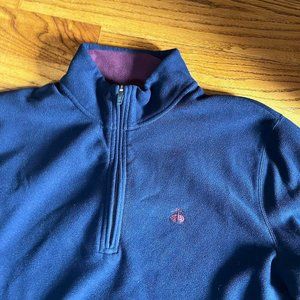 346 brooks brothers men’s fleece half zip jacket 90s vintage navy & burgundy